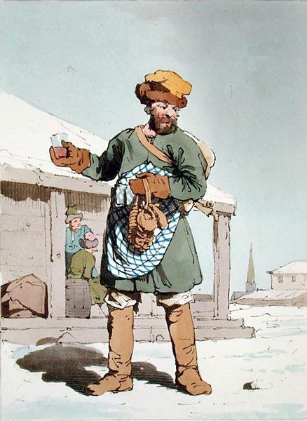 Zbitenshik, leptaný umělcem, vydáno 1804 (barevné lito) od John Augustus Atkinson