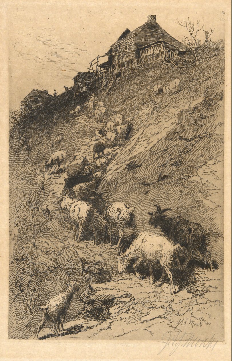 Krajina s kozami bez názvu od John Austin Sands Monks