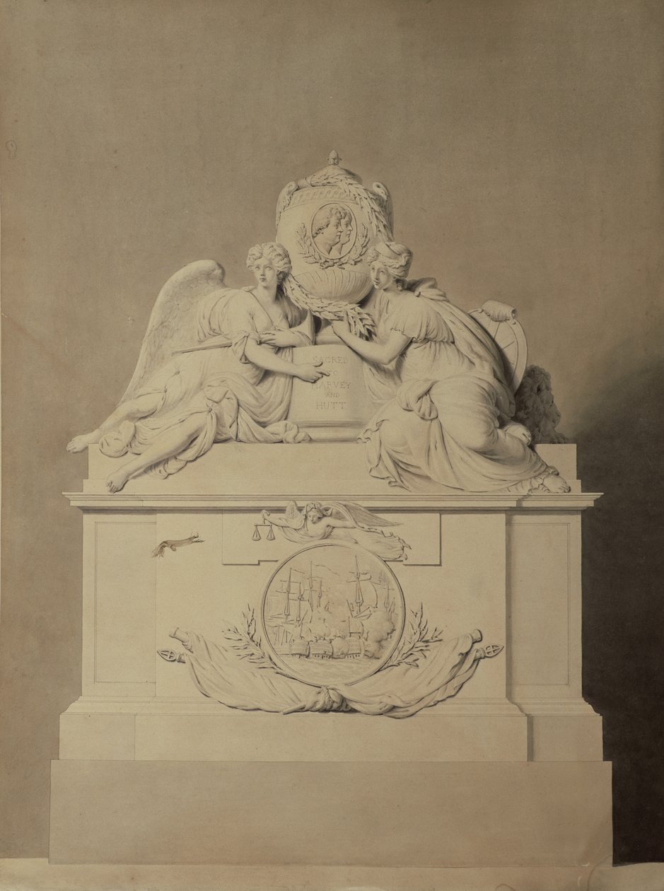 Návrh pomníku kapitánů Harveye a Hutta ve Westminsterském opatství, asi 1804 od John Bacon