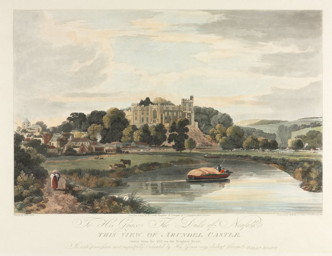 Tento pohled na hrad Arundel od John Baily