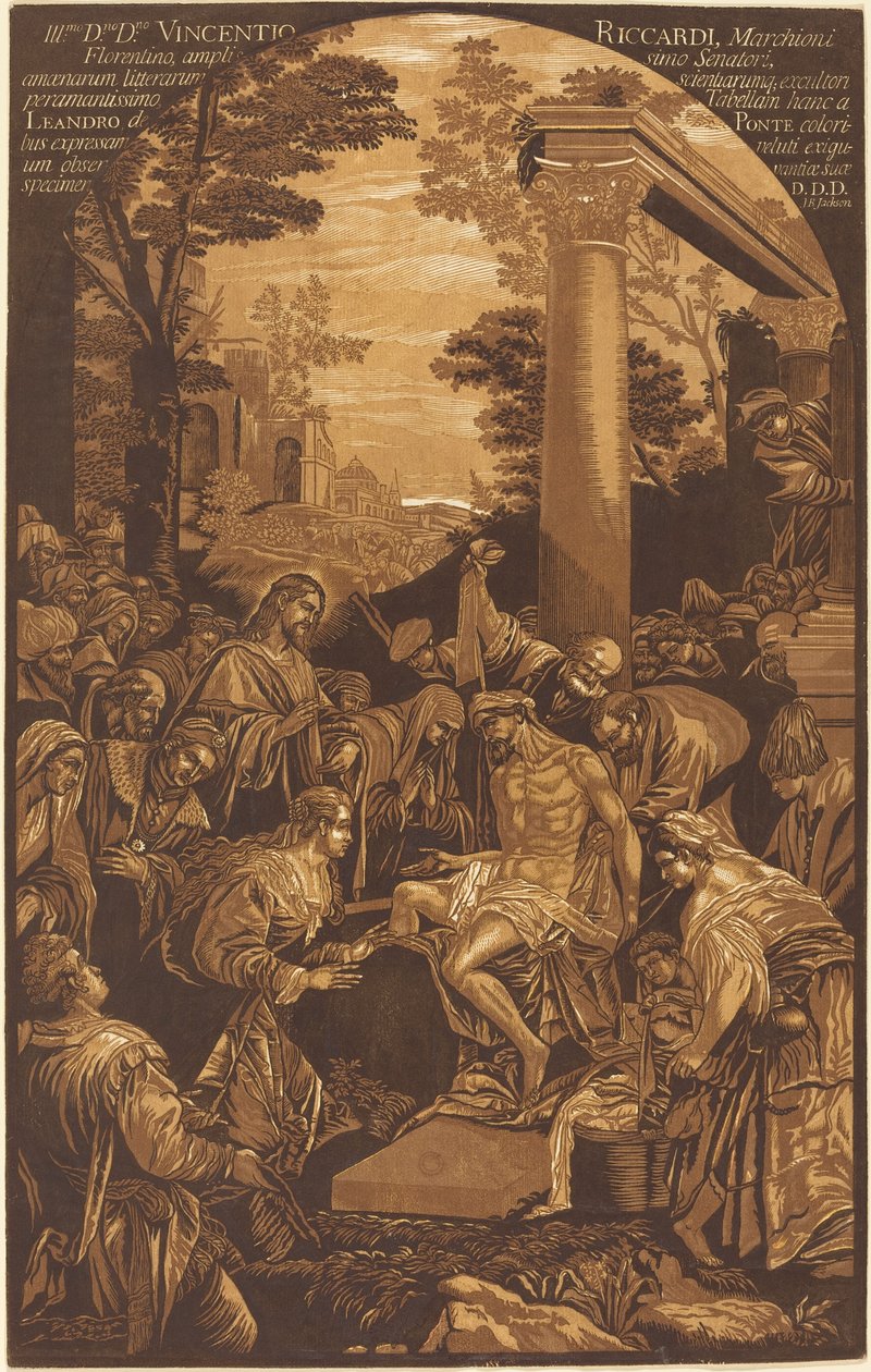 Vzkříšení Lazara od John Baptist Jackson after Leandro Bassano