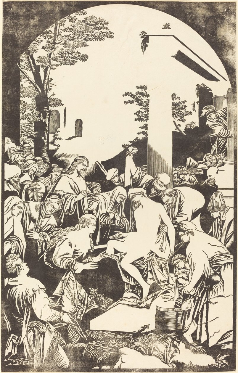 Vzkříšení Lazara od John Baptist Jackson after Leandro Bassano
