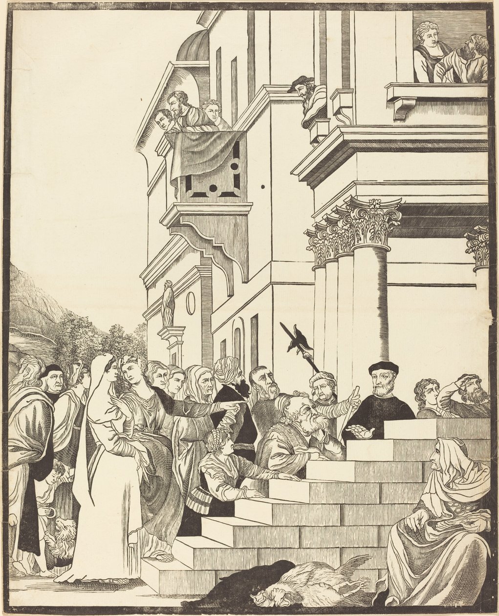 Uvedení Panny Marie v chrámu [střední deska] od John Baptist Jackson after Titian