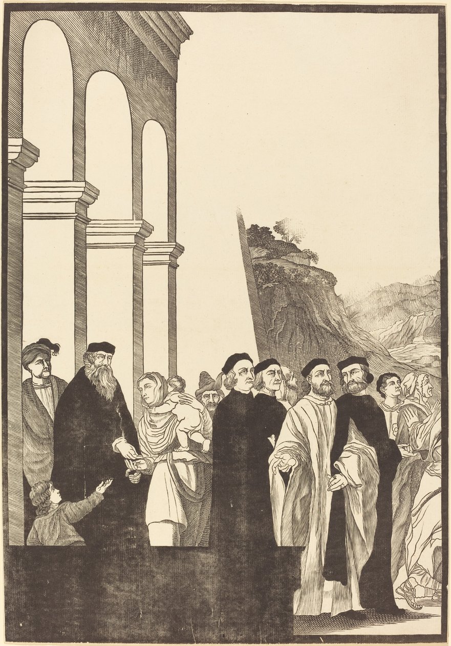 Uvedení Panny Marie v chrámu [levá deska] od John Baptist Jackson after Titian