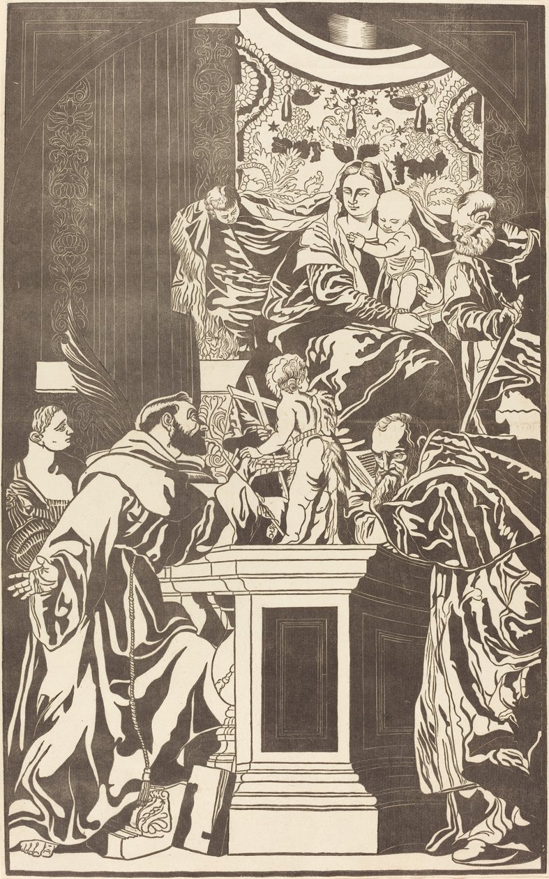 Svatá rodina a čtyři svatí od John Baptist Jackson after Veronese