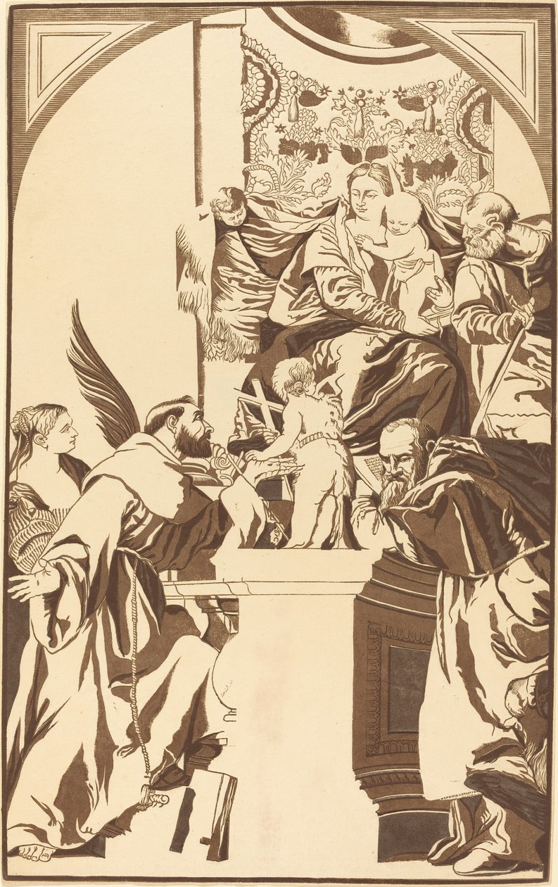 Svatá rodina a čtyři svatí od John Baptist Jackson after Veronese
