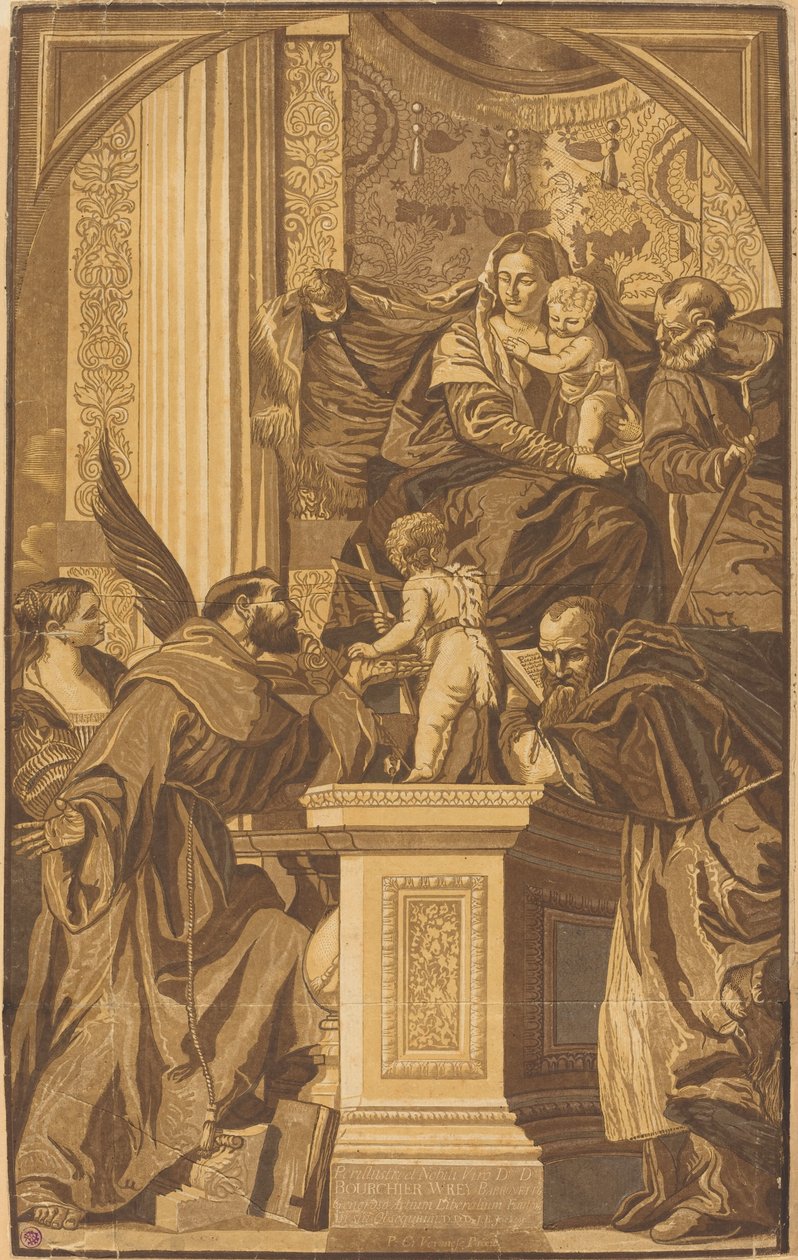 Svatá rodina a čtyři svatí od John Baptist Jackson after Veronese