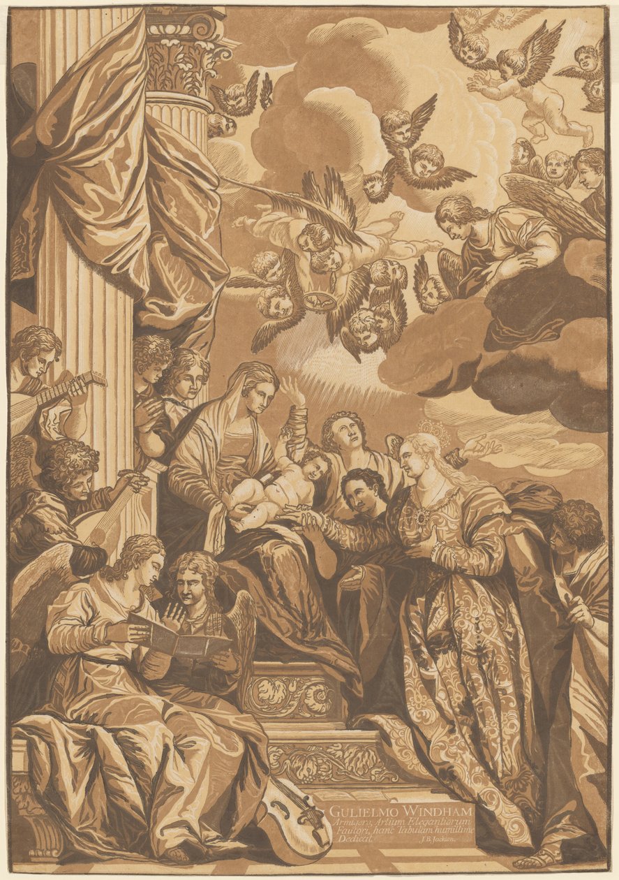 Mystická svatba svaté Kateřiny od John Baptist Jackson, after Veronese