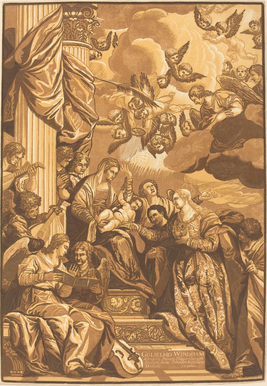 Mystická svatba svaté Kateřiny od John Baptist Jackson after Veronese