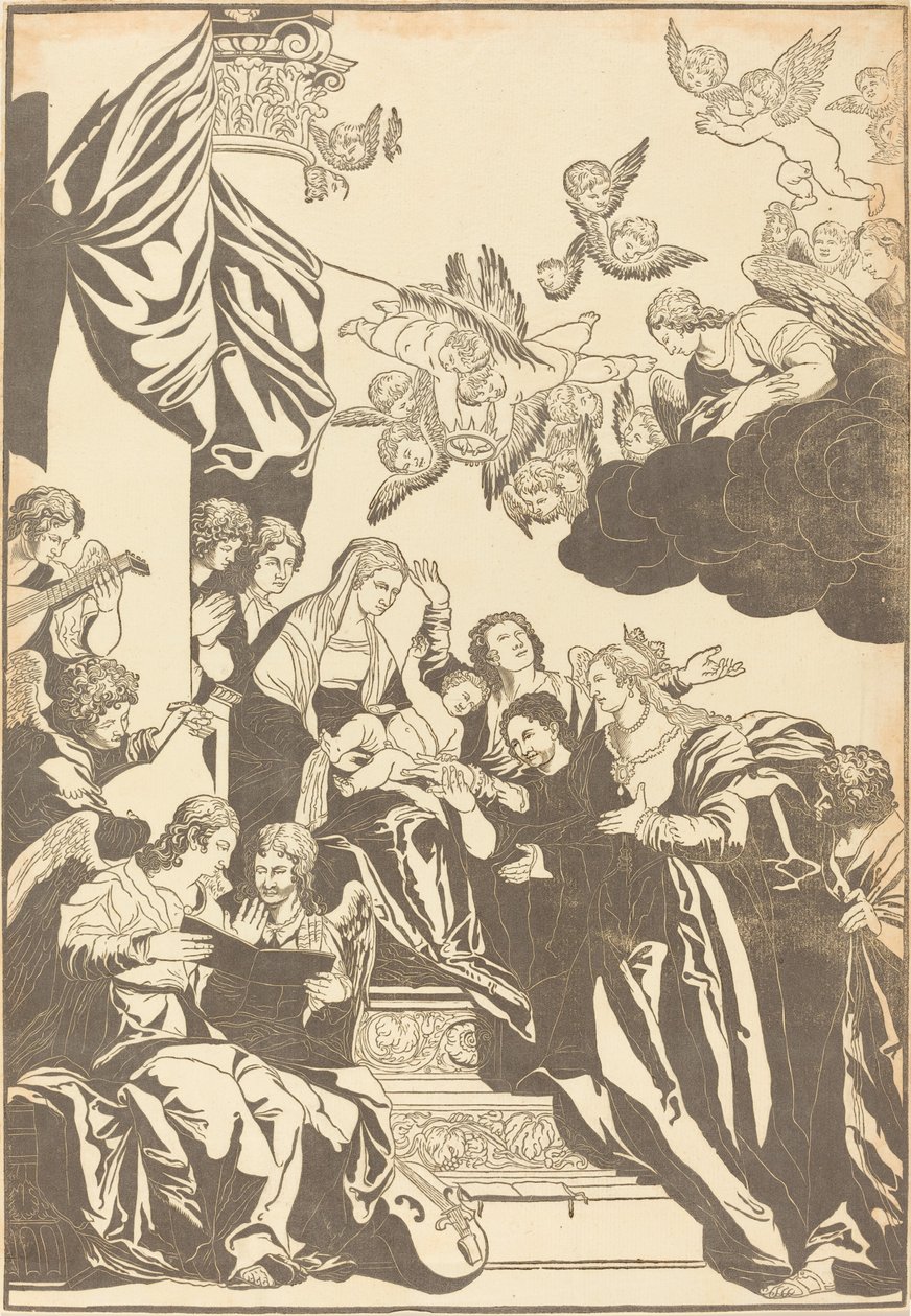 Mystická svatba svaté Kateřiny od John Baptist Jackson after Veronese