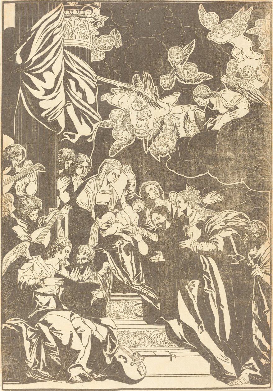 Mystická svatba svaté Kateřiny od John Baptist Jackson after Veronese