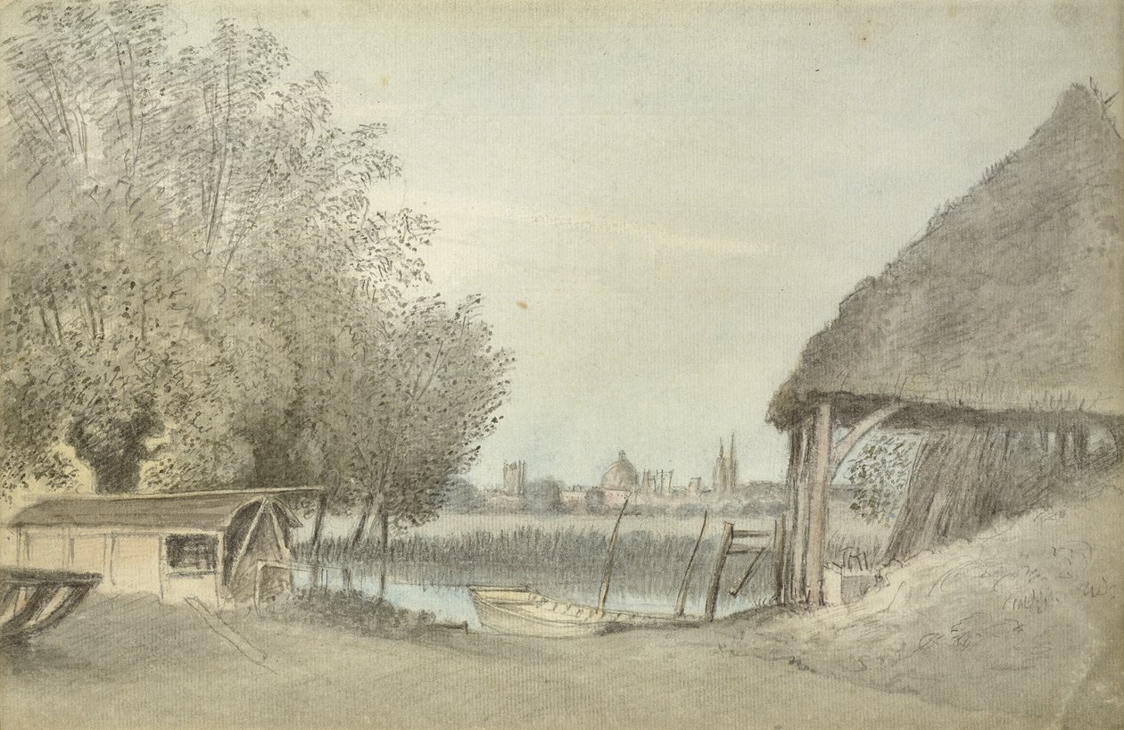 Ferry Hinksey, poblíž Oxfordu, 15. června 1789 (akvarel na papíře, grafit) od John Baptist Malchair