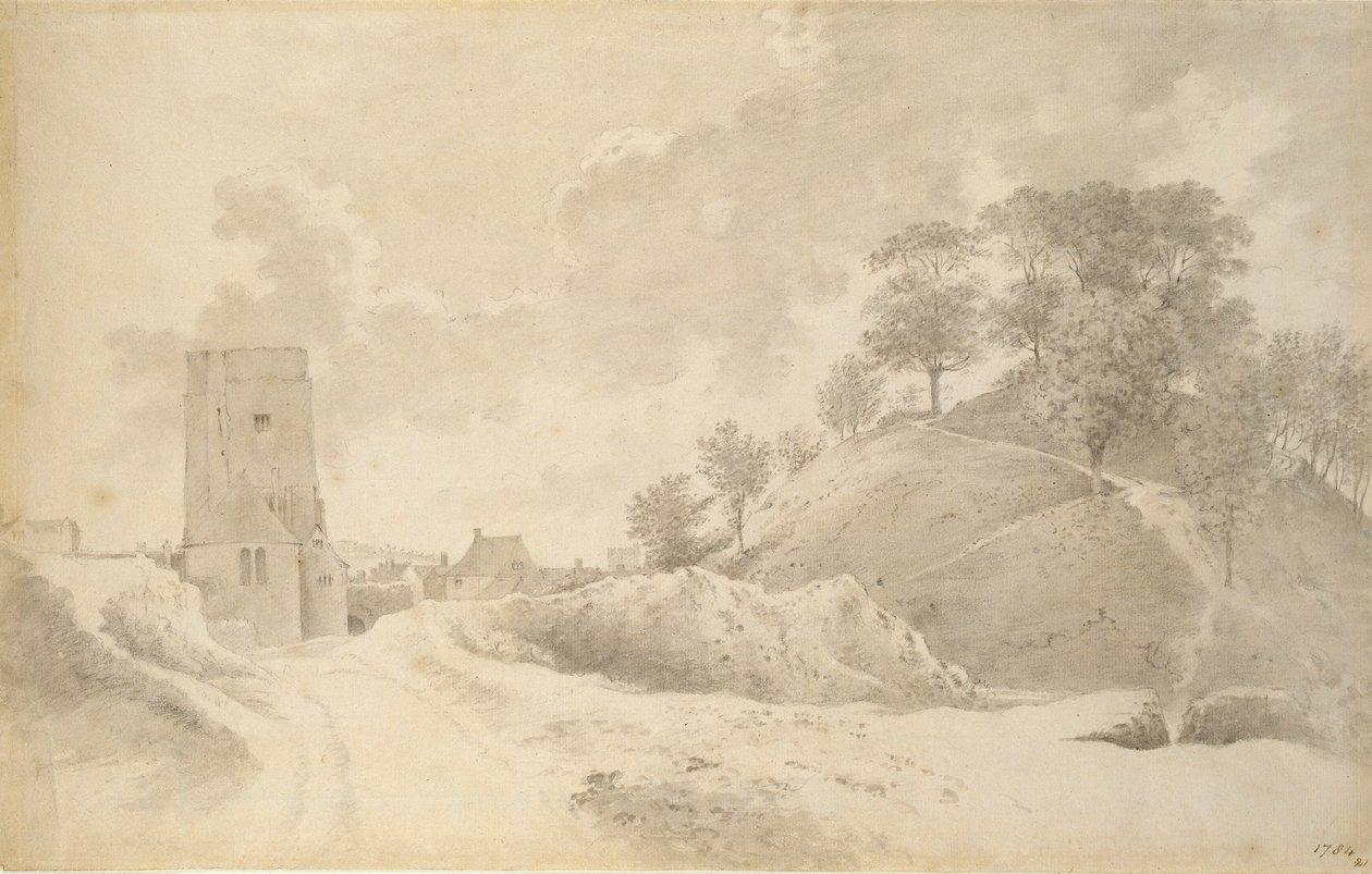 Oxford Castle and the Castle Mound, 27. května 1784 od John Baptist Malchair