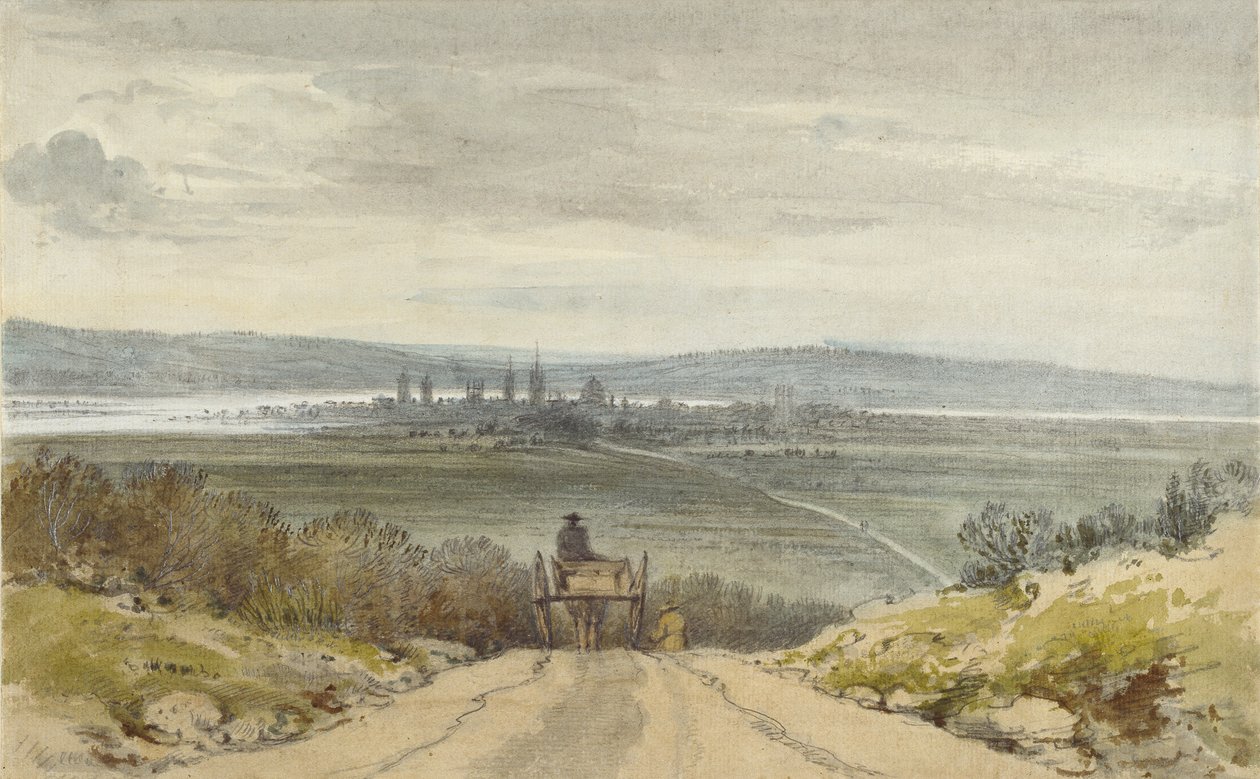 Oxford ze Shotover Hill, ze vzpomínání, 10. ledna 1791 od John Baptist Malchair