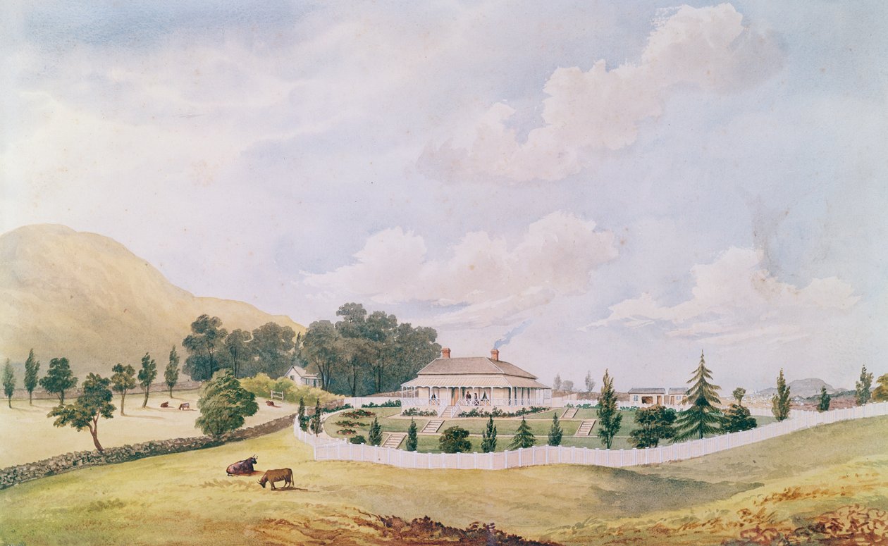 Dům Harryho Cobleyse, Devonport, Auckland, Nový Zéland, postavený kolem roku 1867 (wc a čínská bílá na papíře) od John Barr Clark Hoyte