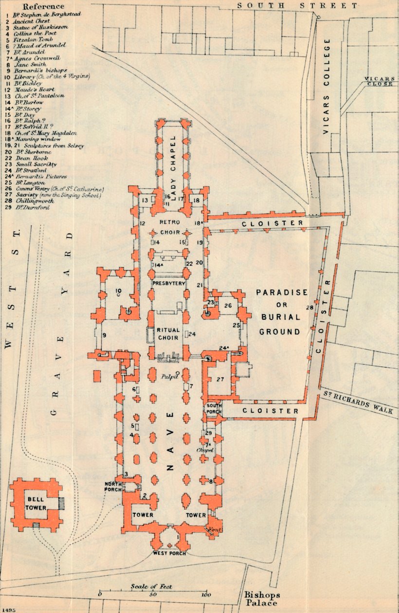 Chichesterská katedrála, c20. století od John Bartholomew