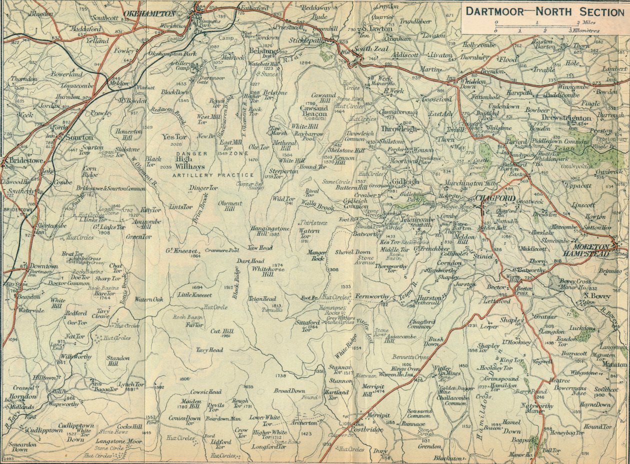 Dartmoor - Severní sekce, c20. století od John Bartholomew
