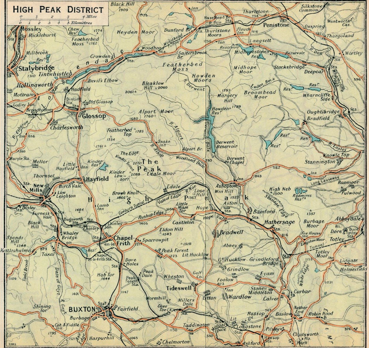 High Peak District, c20. století od John Bartholomew