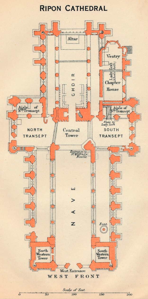 Katedrála Ripon, c20. století od John Bartholomew