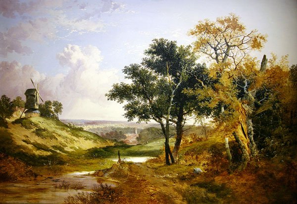 Krajina s větrným mlýnem (olej na plátně) od John Berney Ladbrooke