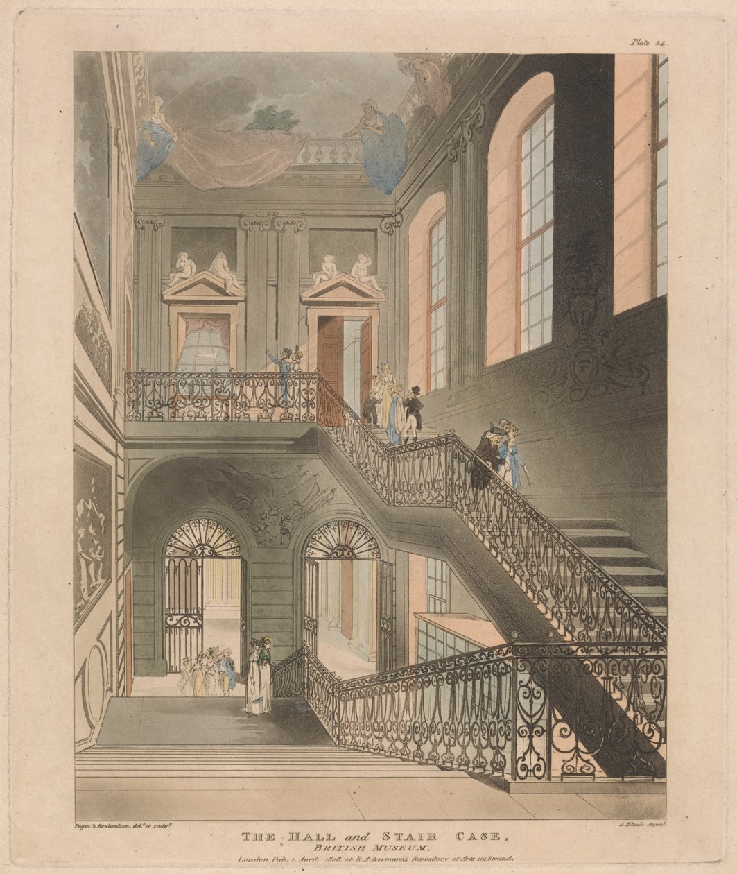 The Hall and Stair Case, Britské muzeum od John Bluck