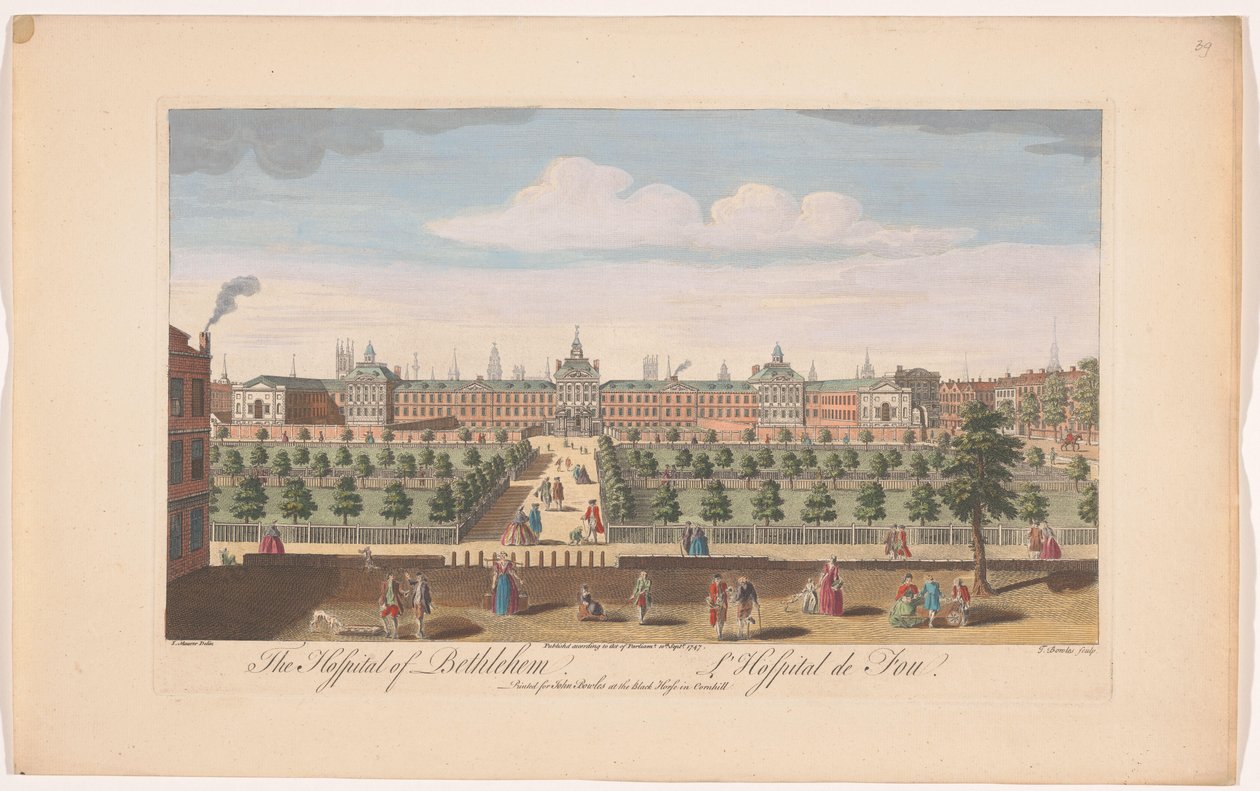 Pohled na Bethlem Royal Hospital v Londýně Nemocnice v Betlémě (název na předmětu) od John Bowles