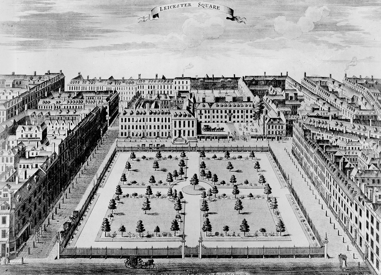 Leicester Square, kolem roku 1725 od John Bowles