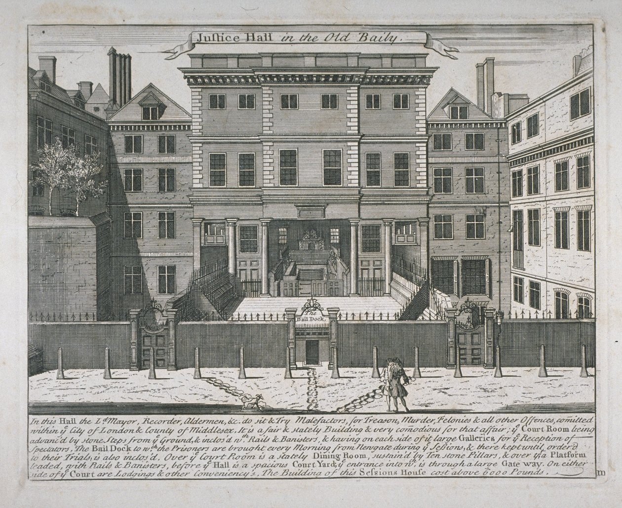 Pohled na soudní síň, Old Bailey, c.1740 od John Bowles