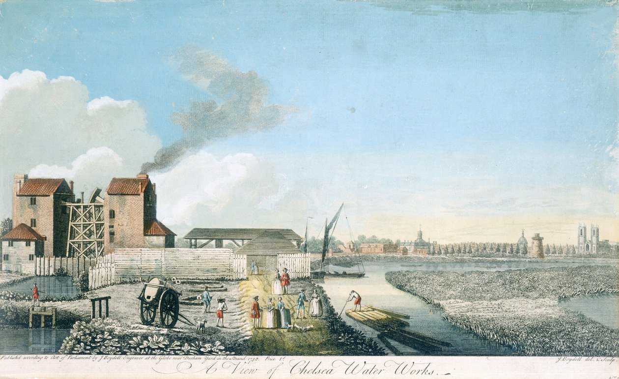 Pohled na vodní dílo Chelsea, 1750 od John Boydell