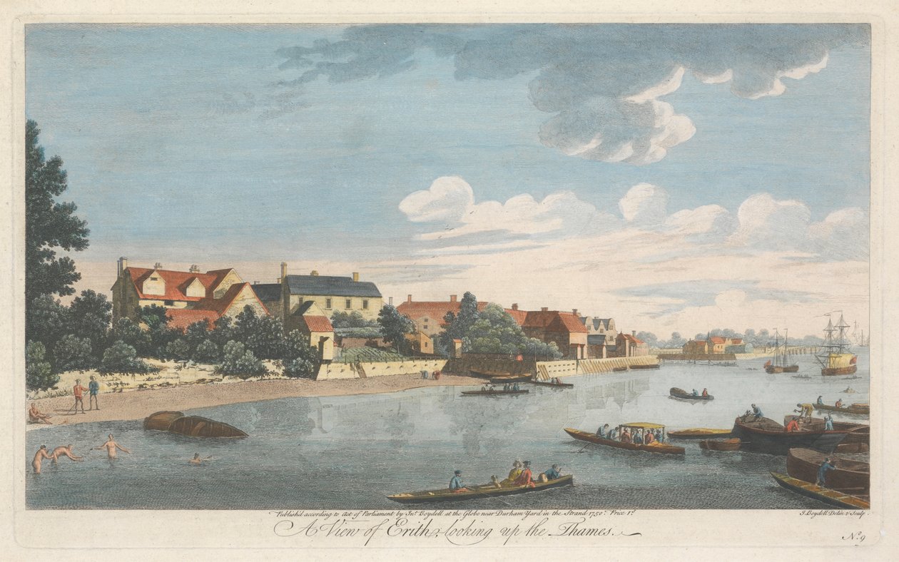 Pohled na Erith při pohledu na Temži od John Boydell