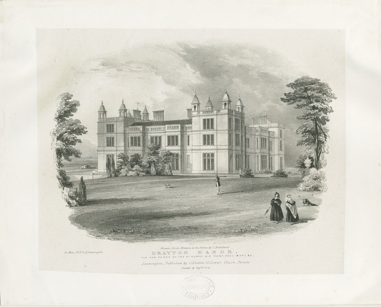 Drayton Bassett - "Drayton Manor" : rytina od John Brandard