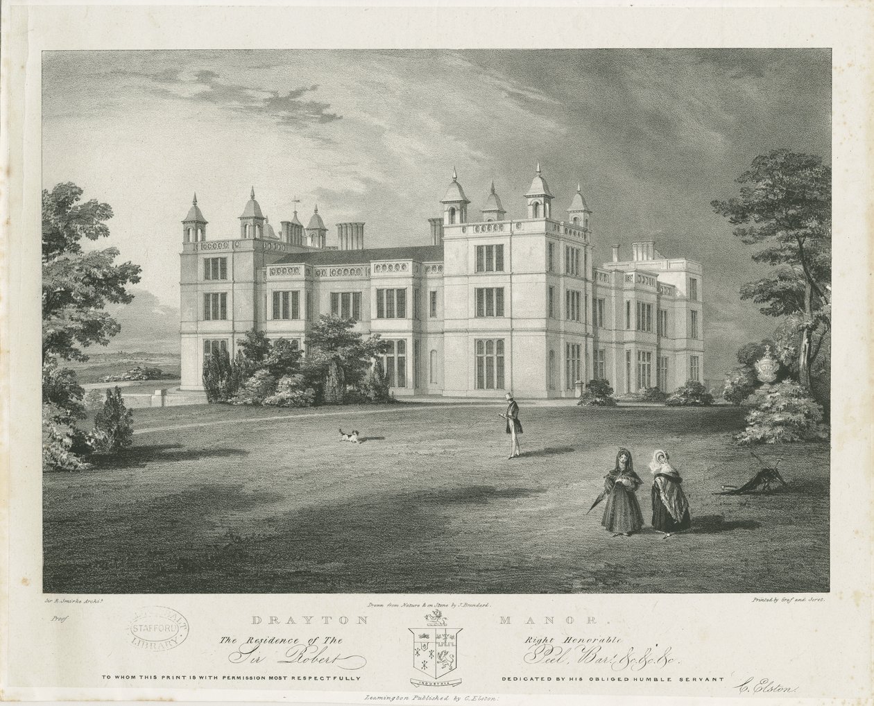 Drayton Bassett - "Drayton Manor": litografie, nd [1812-1863] od John Brandard