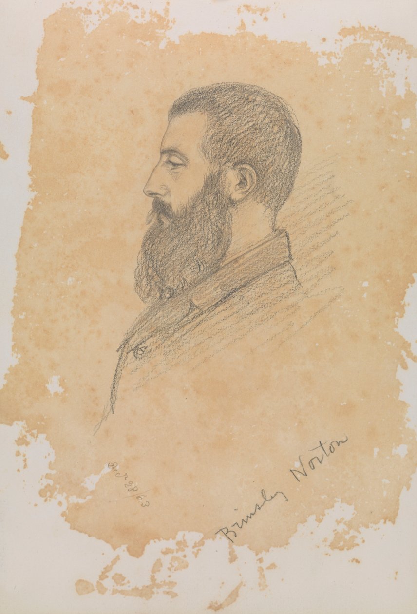 Portrétní skica vousatého muže s nápisem "Brinsley Norton" (grafit) od John Brett