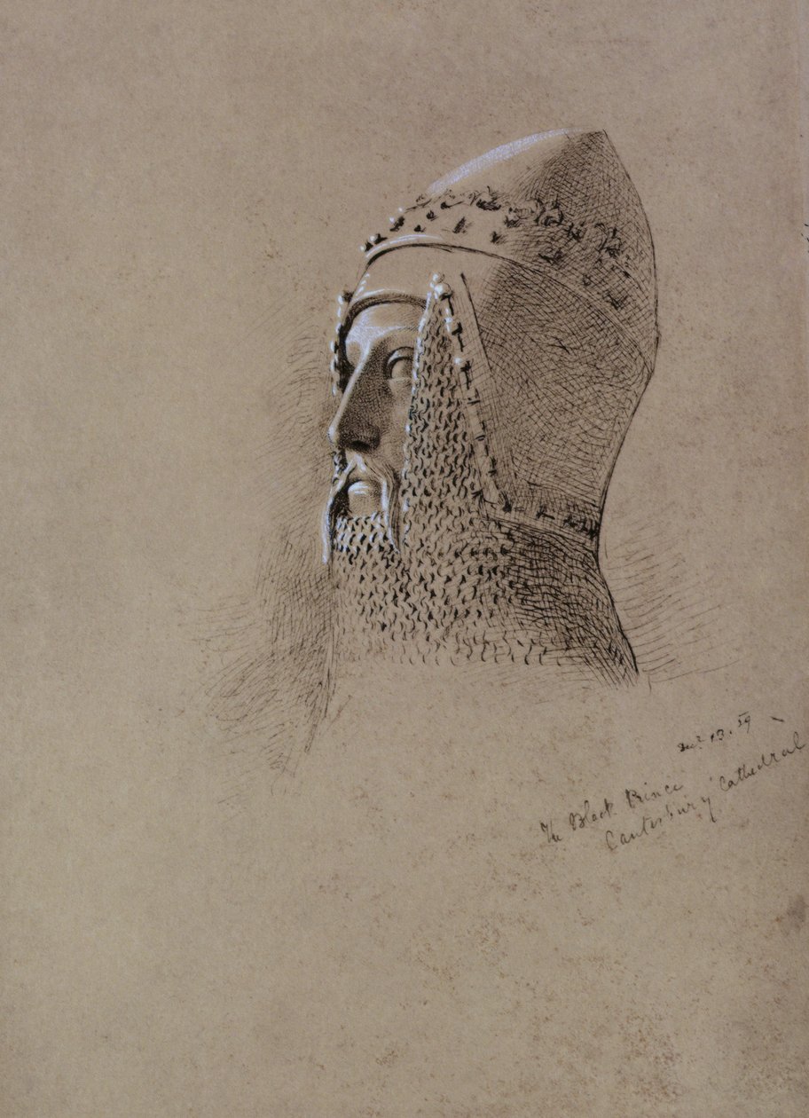 Černý princ (1330-76), 13. prosince 1859 (pero a inkoust na papíře) od John Brett