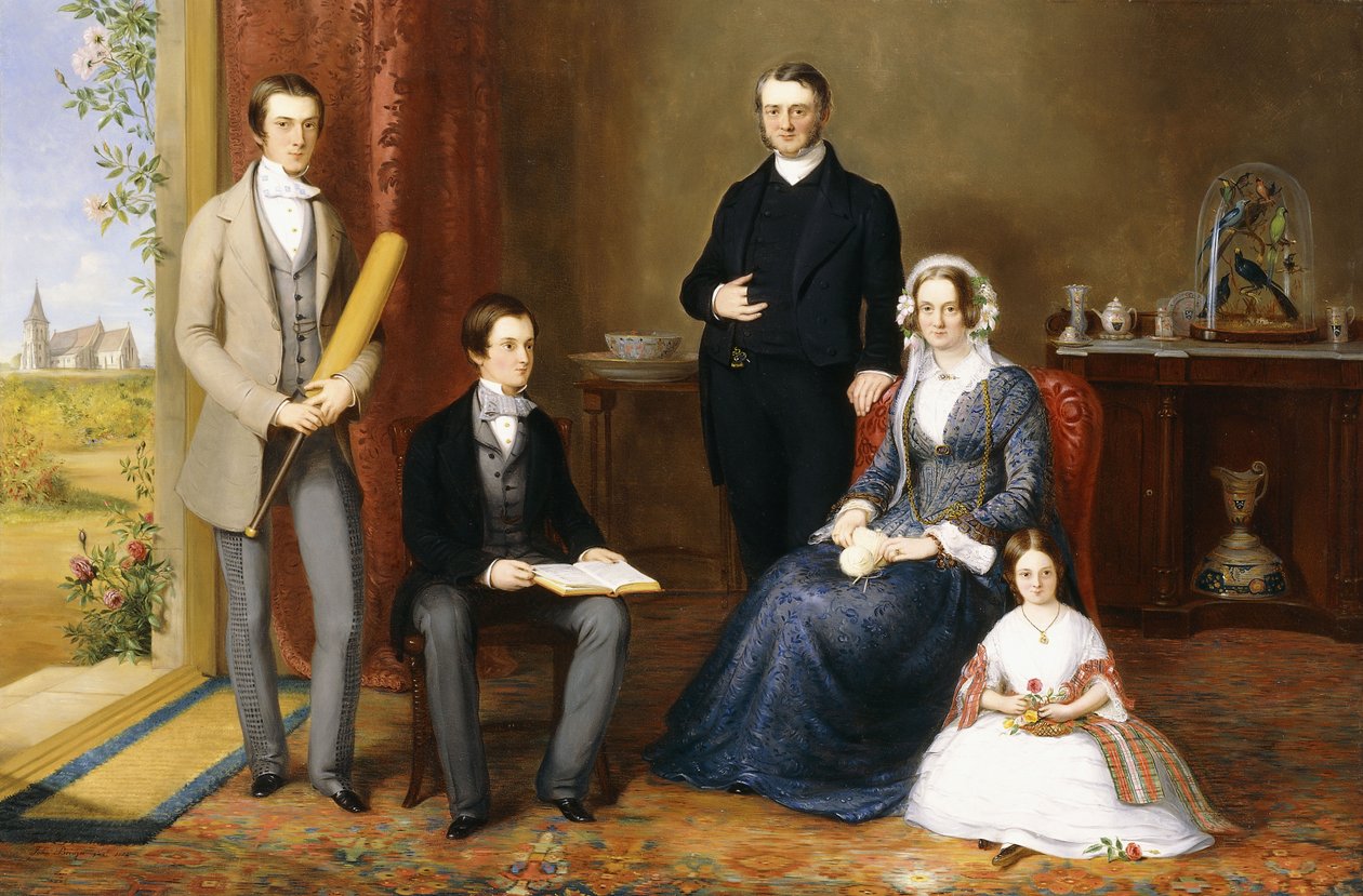 Reverend John Witherington, vikář z Tetsworth, Oxon, s rodinou, 1854 od John Bridges
