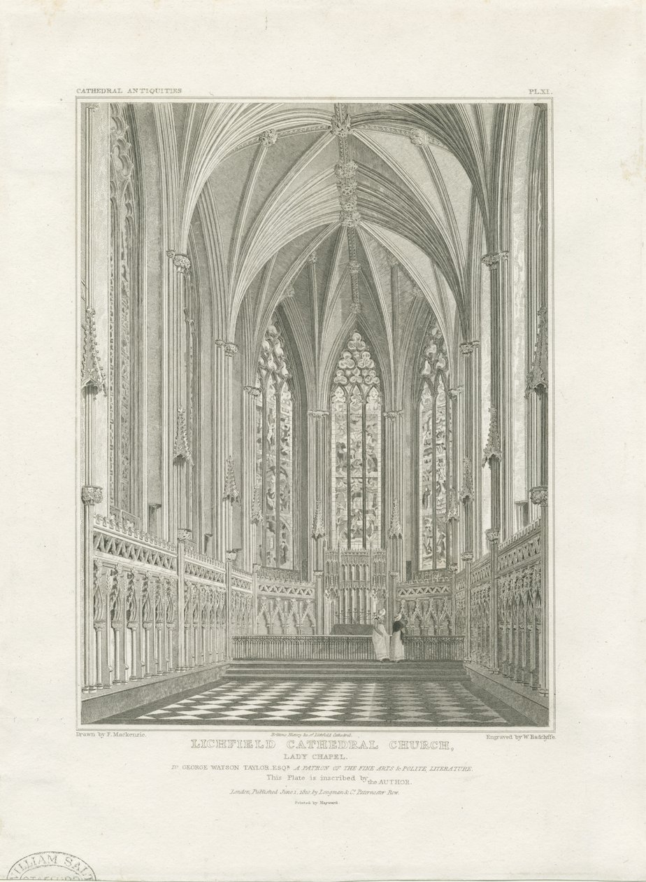 Interiér katedrály Lichfield - Lady Chapel: rytina a [c 1820] (tisk) od John Britton