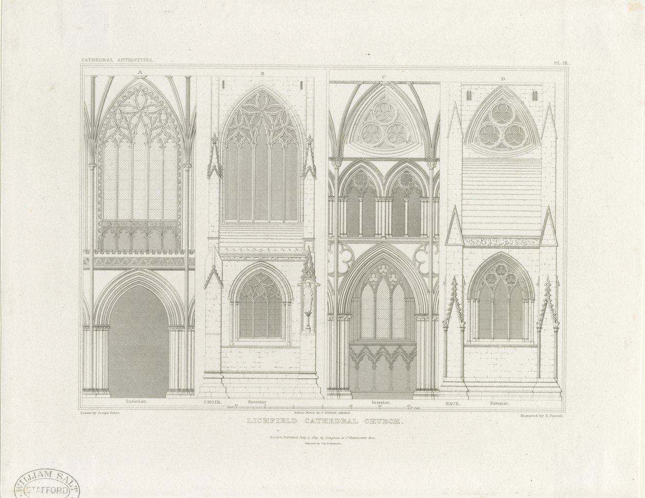 Interiér katedrály Lichfield - Nave and Choir: rytina, nd [c 1819] (tisk) od John Britton