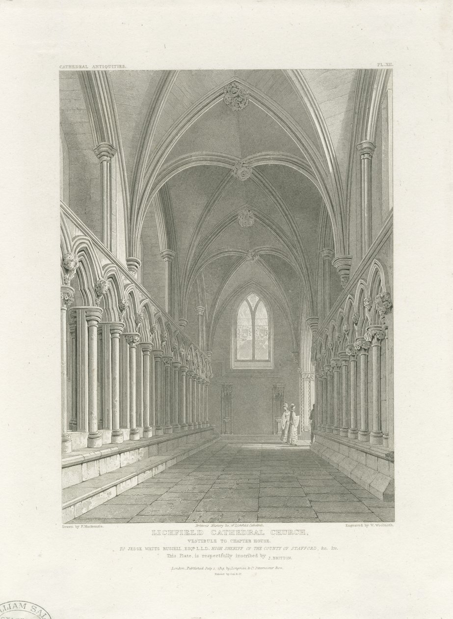 Interiér katedrály Lichfield - Vestibul of Chapter House: rytina, nd [c 1819] (tisk) od John Britton