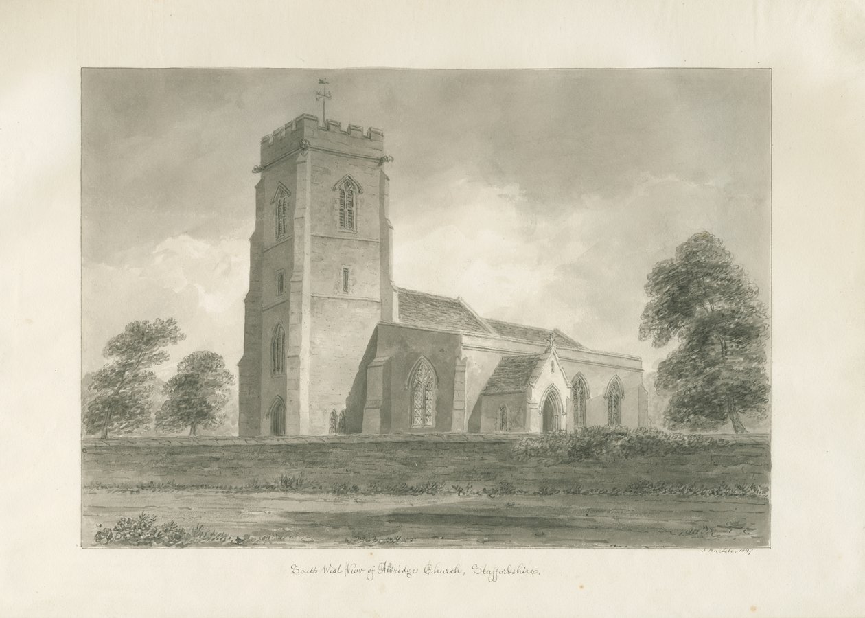 Aldridge Church: sépiová kresba od John Buckler