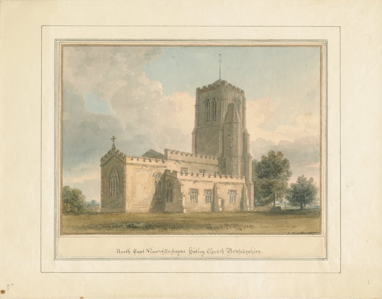 Bedfordshire - Cockayne Hatley Church, 1817 od John Buckler