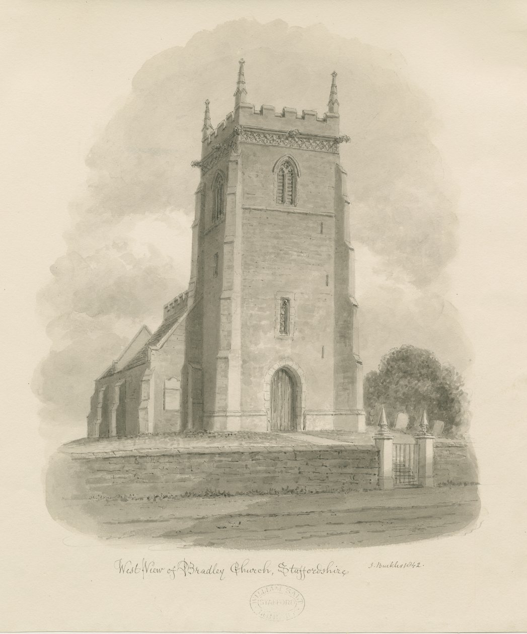 Bradley Church: sépiová kresba od John Buckler