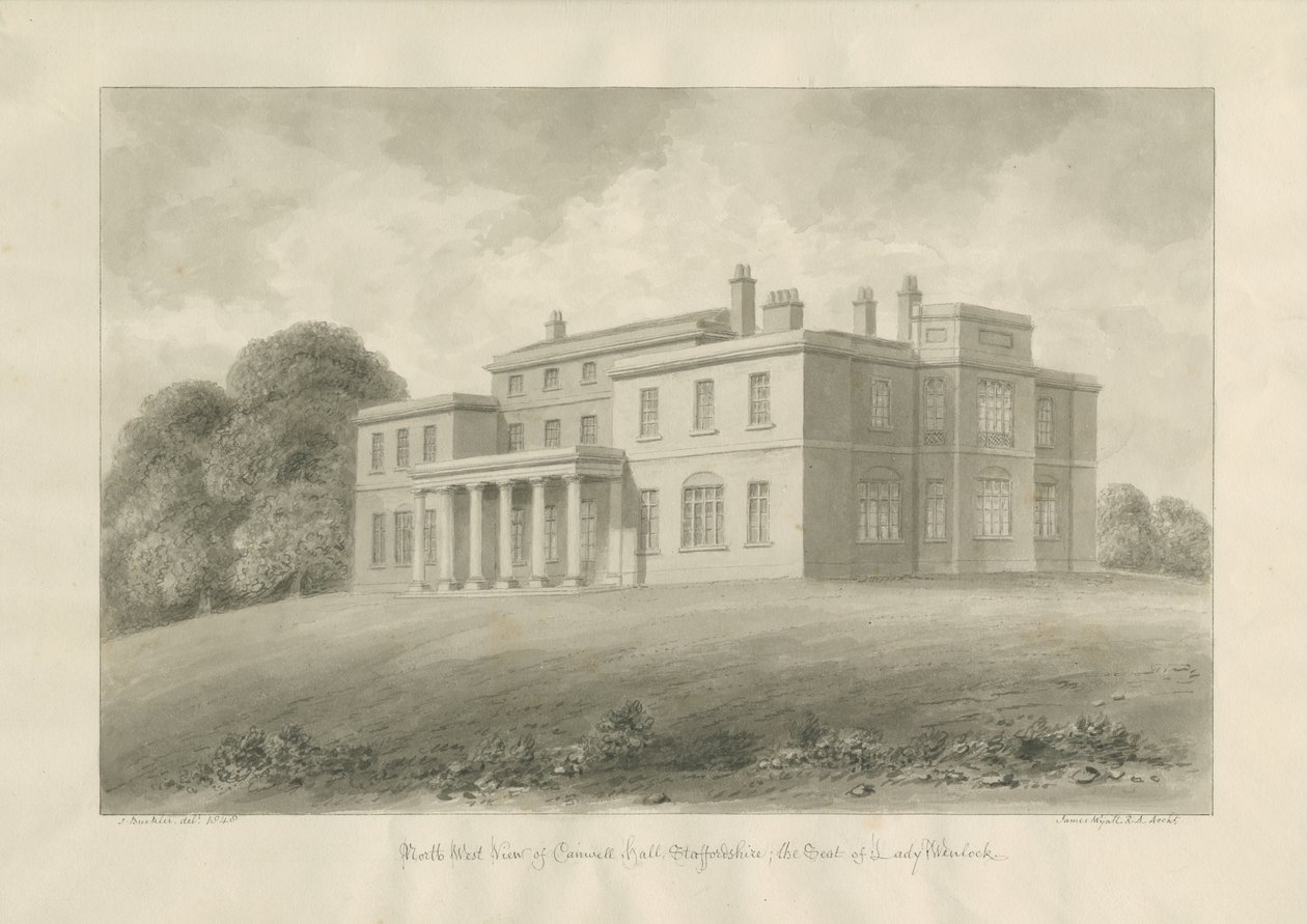Canwell Hall: sépiová kresba od John Buckler