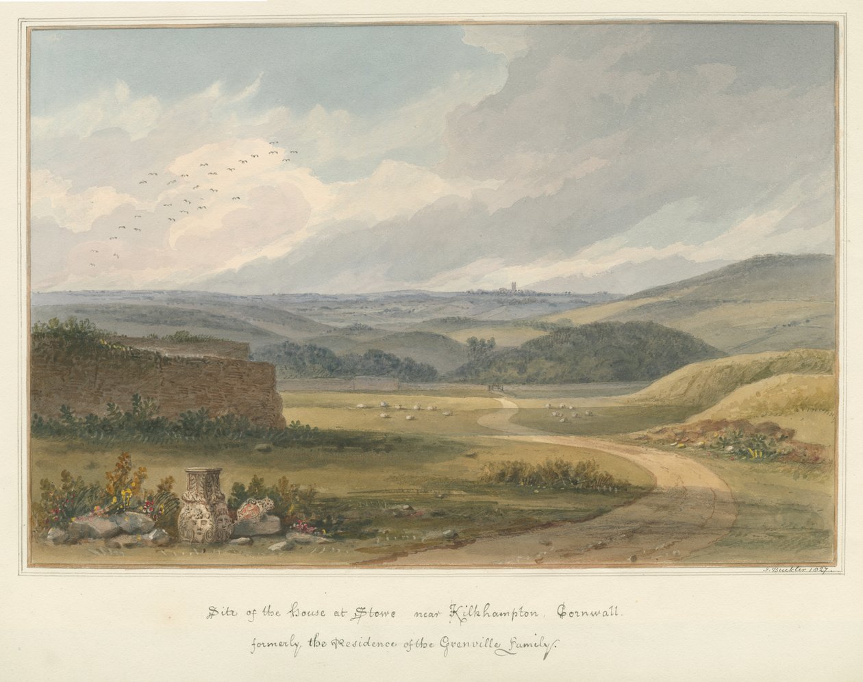 Cornwall - Kilkhampton - Site of House at Stowe, 1827 od John Buckler