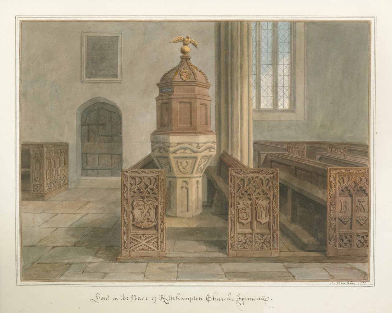 Cornwall - Kilkhampton Church, 1827 od John Buckler