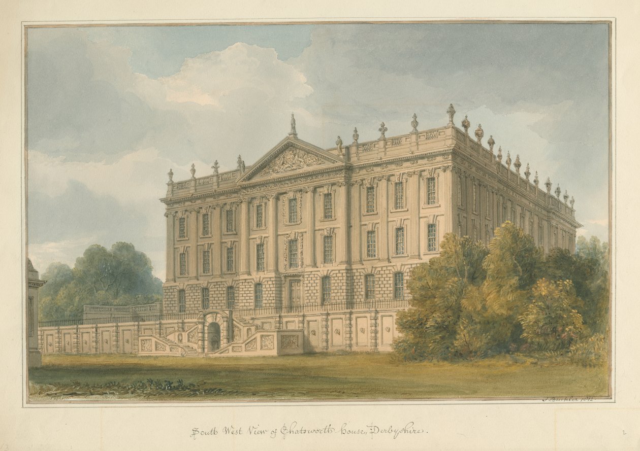 Derbyshire - Chatsworth House od John Buckler