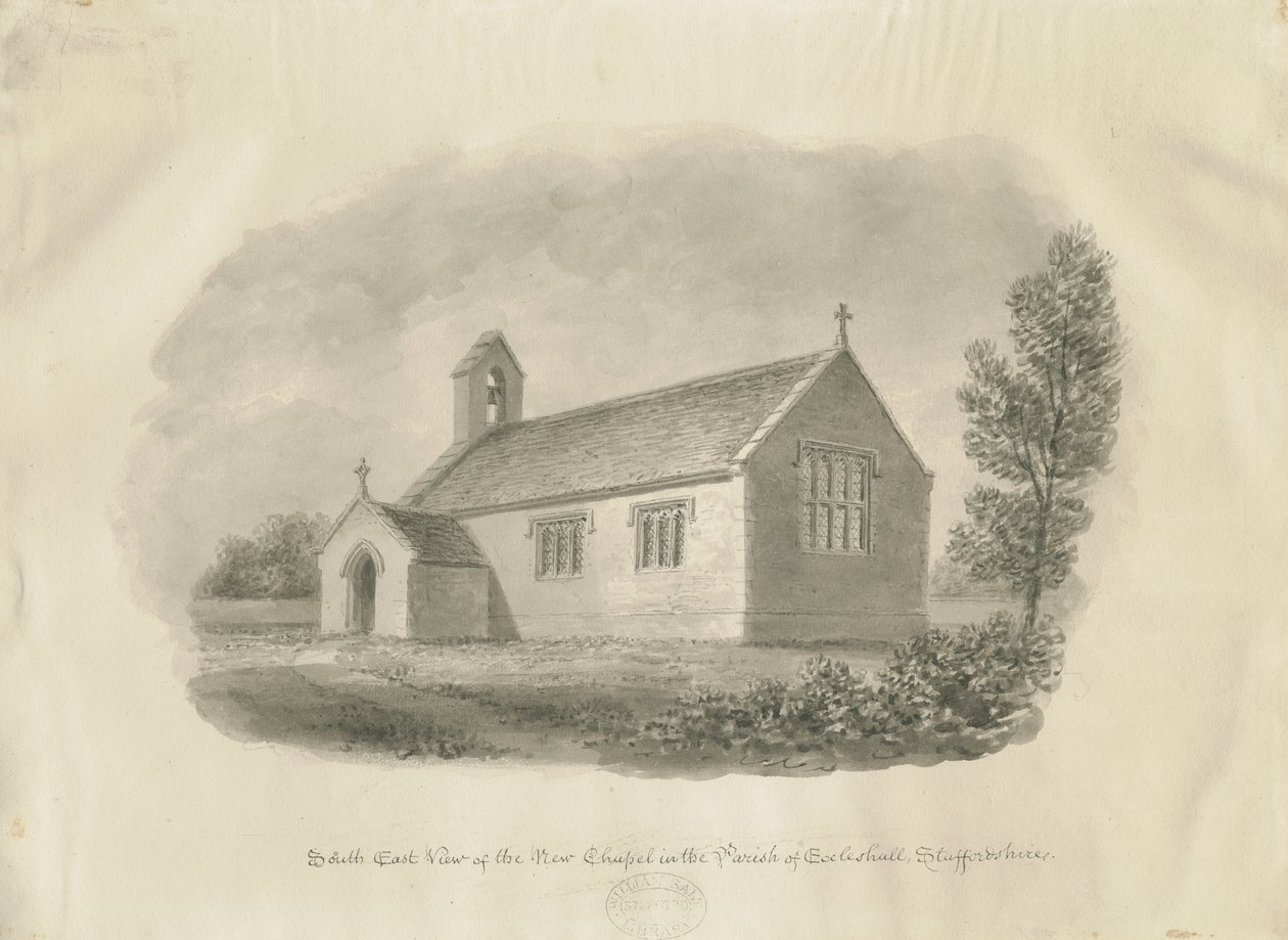 Eccleshall - Cotes Heath Chapel: sépiová kresba, nd [c 1843] (kresba) od John Buckler