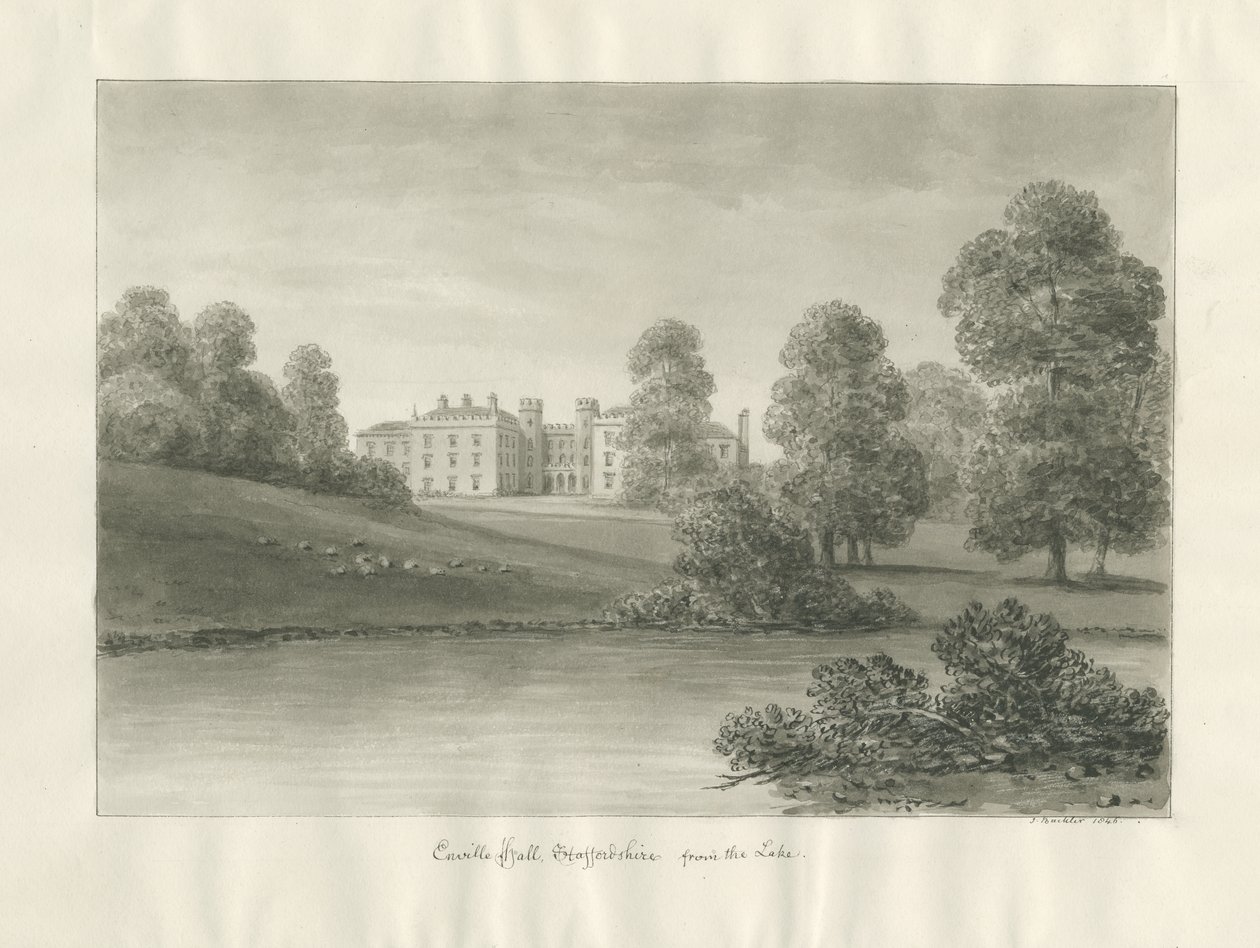 Enville Hall: sépiová kresba od John Buckler