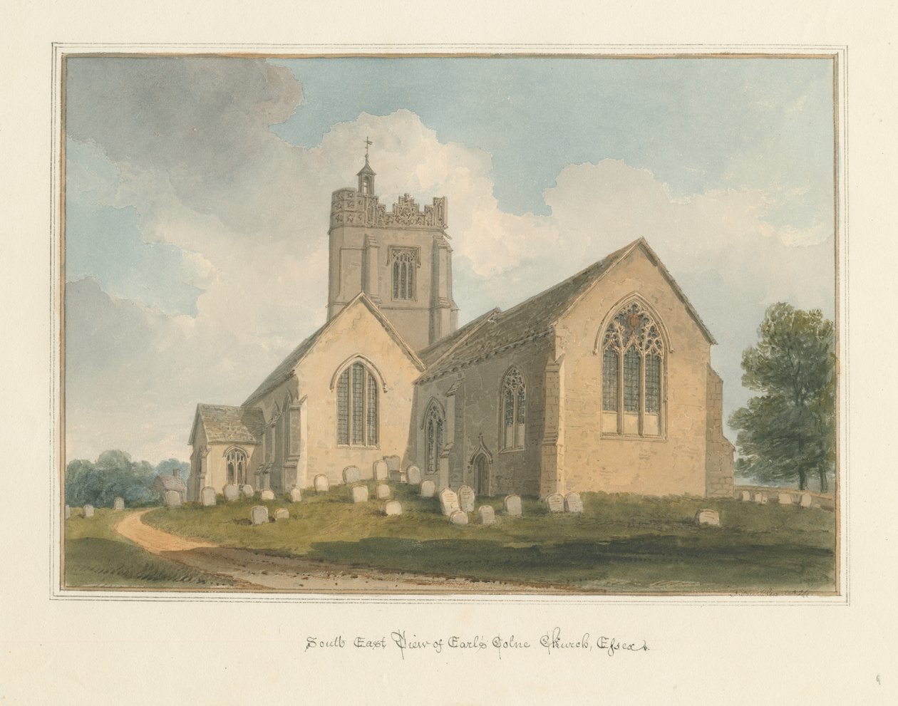 Essex - Earls Colne Church, 1824 od John Buckler