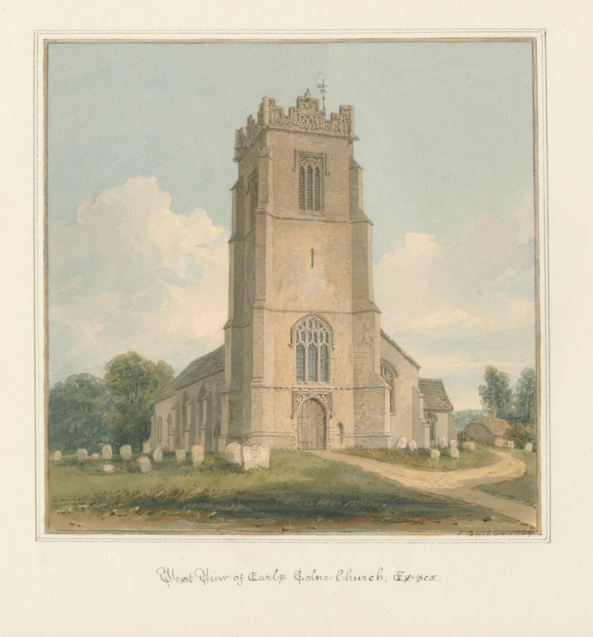 Essex - Earls Colne Church, 1824 od John Buckler
