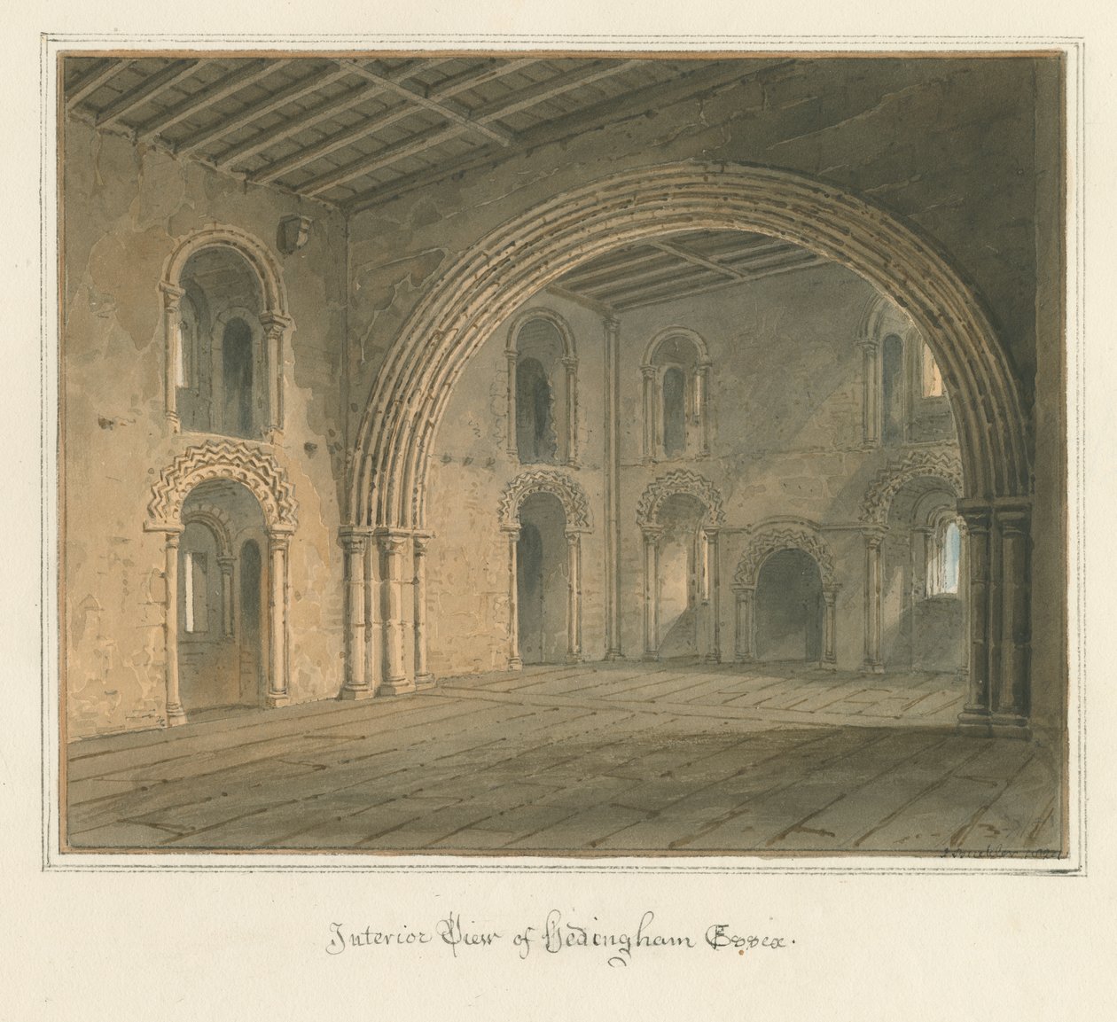 Essex - Hedingham [Hrad] - Interiér, 1827 od John Buckler